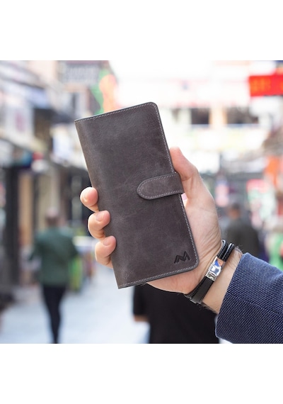 Mandarin Telefon Gözlü Antrasit Paris Deri Cüzdan Çok Renkli