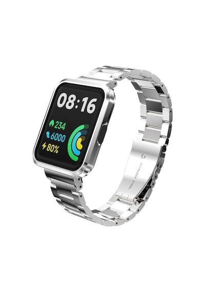 Xiaomi Redmi Watch 2 Lite Uyumlu Krd-60 Metal Zore Kordon-gümüş-siyah