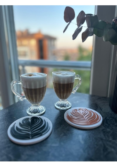 Latte Desenli Bardak Altlığı Sİyah