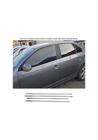 Ebal Otomotiv VW Jetta Krom Cam Çıtası 4 prç. 2006-2011 P. Çelik