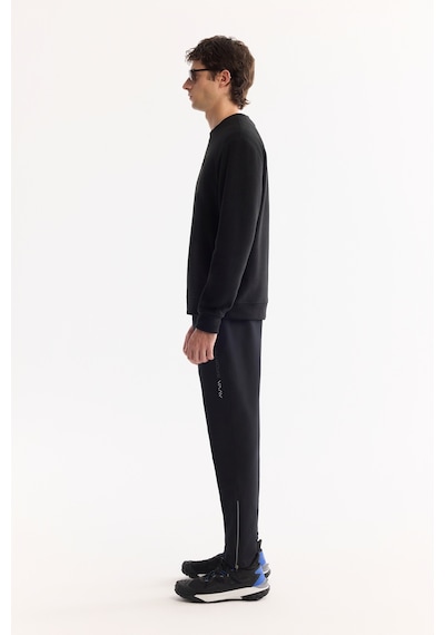 Avva Erkek Siyah Bisiklet Yaka Soft Touch Baskılı Polar Regular Fit Sweatshirt A52y1269