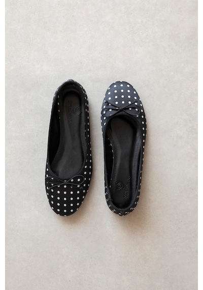 Wolk Shoes Lily Kadın Fiyonk Detay Deri Babet Siyah Puantiye