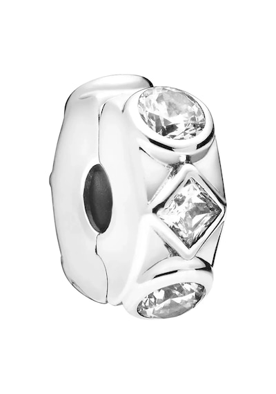 Nur Silver Kare Ve Yuvarlak Detay Durdurucu Gümüş Charm Nur-bl00483