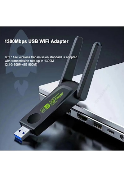 Lobo Sinyal Güçlendirici Kablosuz Usb Antenli Dongle 1300mbps Wifi Adaptörü Dual Band 2.4g/5ghz