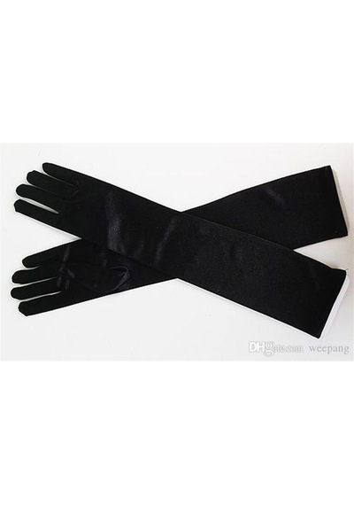Saten Likrali Bordo Dans & Opera Eldiveni - 40 Cm Siyah