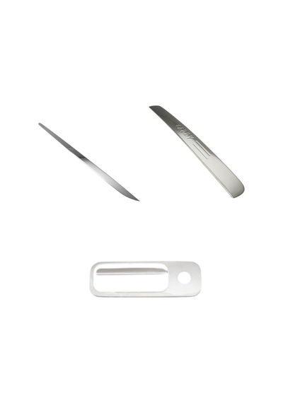 Volkswagen Caddy 2004-2010 3'lü Krom Arka Set Bagaj Çıtası + Bagaj Alt Çıtası + Bagaj Açma Paslanmaz
