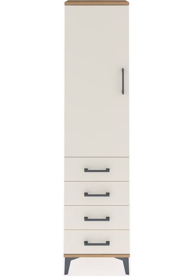 Arges Dolap Tek Raflı 4 Çekmeceli Tek Askılı 44x30x182 Çam-ay... Çam
