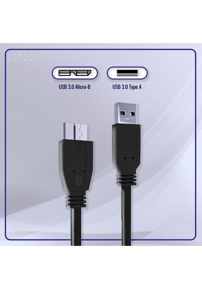 Western Digital Wd/seagate/elements/toshiba/my Passport/samsung Galaxy S5 M3 1tb/hitachi/xbox/ps4 İçin Taşınabilir Sabit Disk İçin Usb 3.0 A - Micro B Harici Sabit Sürücü Kablosu - Siyah 50cm
