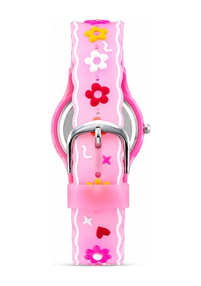 3d Kabartmalı Güneş Çiçek Kız Çocuk Saati Pembe St-304444 Beyaz