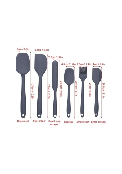 Silikon Spatula Ve Fırça Seti Gri