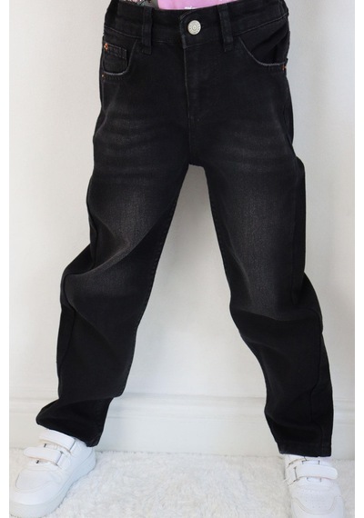 Breeze Kız Çocuk Kot Pantalon Cepli 5-9 Yaş, Siyah Siyah