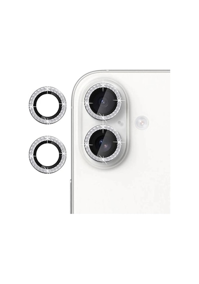 Forzacase Apple Uyumlu iPhone 17 İle Elmas Taşlı Kamera Camı Lens Koruyucu Halka Seti - Fc1126 Gümüş