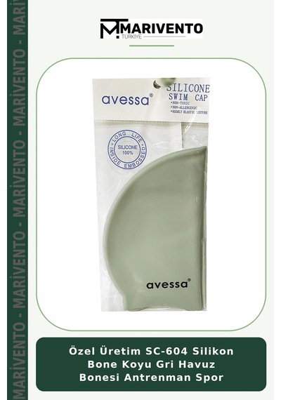 Özel Üretim Sc-604 Silikon Bone Koyu Gri Havuz Bonesi Antrenman Spor