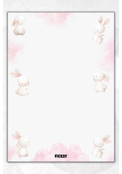 A5 Tavşan Bloknot Çizgisiz Defter - 50 Yaprak - Memopad - Notepad - Not Defteri - Not Kağıdı Pembe Pembe