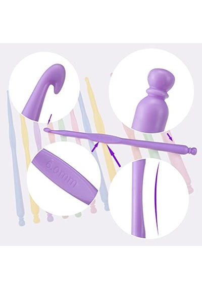 Ayrex Aelike Plastik Tığ Kancası, Seyahat İçin, Ergonomik Set, Artritik Eller İçin, 12'li Paket 2 10 Mm Plastik