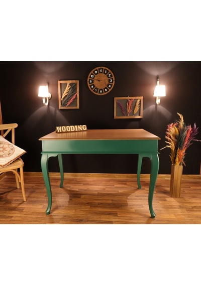 Wooding-Mobilya Wooding 100 Cm Masif Yeşil Naturel Yemek Masası