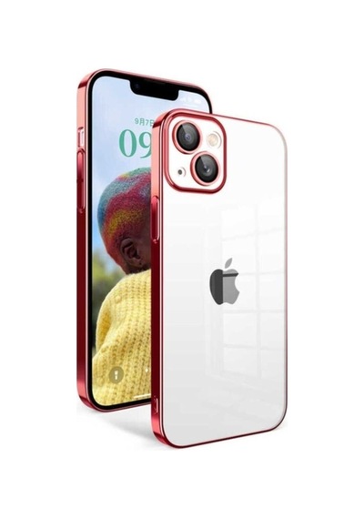 Apple Uyumlu iPhone 14 Kılıf Kamera Korumalı Renkli Çerçeveli Zore Garaj Kapak Kırmızı