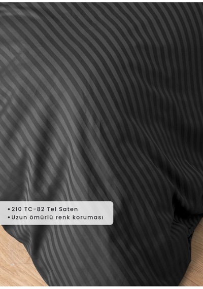 Bella Maison Premium Tencel Çift Kişilik Saten Nevresim Seti Antrasit 200x220 Cm Antrasit