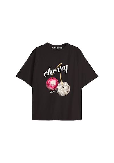 Kalic Studio Y2k Vintage Cherry Baskılı Siyah T-shirt Kod 73 Siyah-73