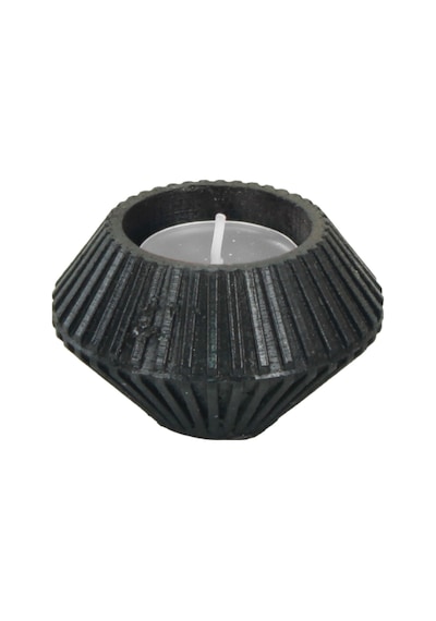 Mumluk Şamdan Tealight Mum Uyumlu Elmas Çizgili Model - Siyah