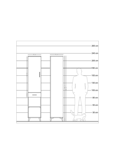 Hyperion Dolap 3 Raflı Tek Çekmeceli Tek Askılı 44x44x221 Aytaşı-çam Aytası