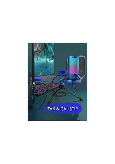 Fifine Ampligame A6vb Rgb Usb Mavi Gaming Mikrofon