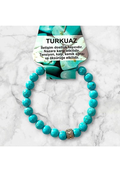 Hakiki Turkuaz Firuze Doğal Taş Bileklik Özel Kutulu Şans Bilekliği Turkuaz