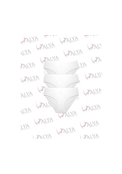 Alya Underwear Kadın Pamuklu Bato Kesim Külot - 3 Adet Beyaz - 3'lü Paket Beyaz