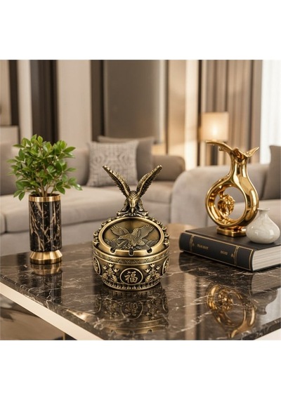 Sunup Sn-38895 Antik Bronz Kartal Figürlü Dekoratif Küllük