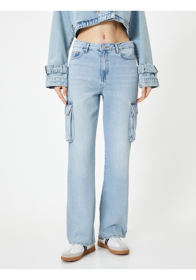 Koton Kargo Kot Pantolon Yüksek Bel Düz Paça Cepli - Nora Longer Straight Jeans Açık İndigo 4sal40421md Açık İndigo Koton Kargo Kot Pantolon Yüksek Bel Düz Paça Cepli - Nora Longer Straight Jeans Açık İndigo 4sal40421md Açık İndigo