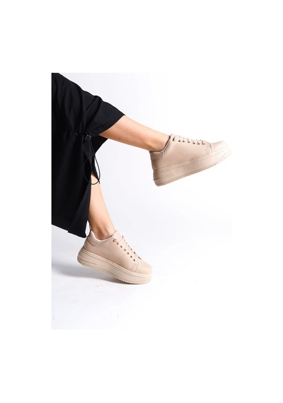 Mevese Sofia Bağcıklı Rahat Taban Kadın Casual Sneaker Ayakkabı - Ten
