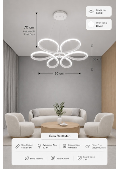 Niva Led Sarkıt Avize Beyaz Işık