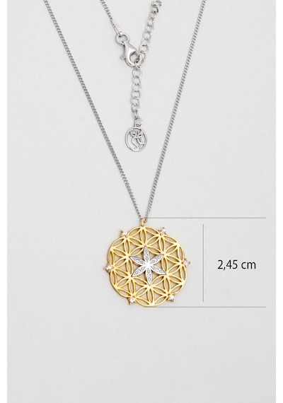 So Chic Yaşam Çiçeği 18 Ayar Sarı Ve Beyaz Altın Kaplama 44 Cm Gümüş Kolye Çok Renkli