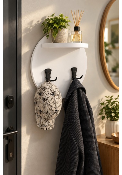 Sulorahome Beyaz Duvar Askılığı Ve Mini Raf Ünitesi