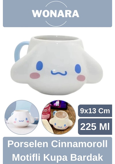 Özel Tasarım Sevgili Arkadaş Şık Ve Dekoratif Hediyelik Porselen Cinnamoroll Motifli Kupa Bardak Diğer