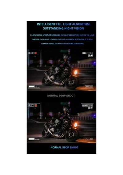 Bt68 Interkom Motosiklet Kask Kamerası 1080p Hd + Bluetooth Kulaklık Gece Görüşlü 360 Ayarlanabilir