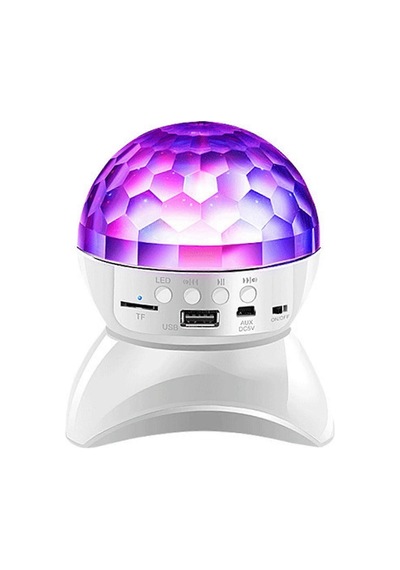 Led Disko Işık Bluetooth Hoparlör Renkli Dönen Gece Lambası Projektör Usb Tf Kart Aux Destekli