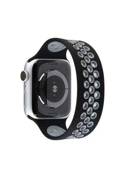 Newface Apple Watch 42mm Ayarlı Delikli Silikon Kordon - Siyah-gri Diğer