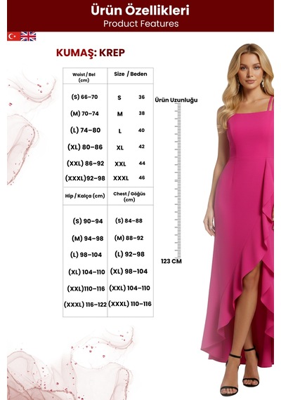 Zedefx Kadın İp Askılı Volanlı Uzun Elbise Pembe