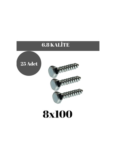Trifon Vida 8x100 Mm Altı Köşe Anahtar Başlı Vida 25'li Paket 8 x 100 MM