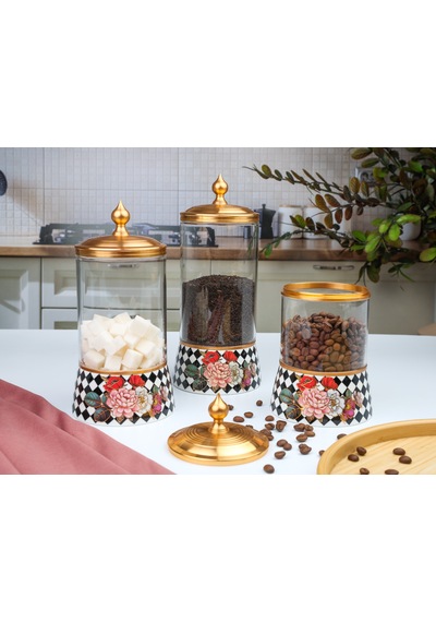 Roy Kıng Floral 3'lü Kavanoz Seti