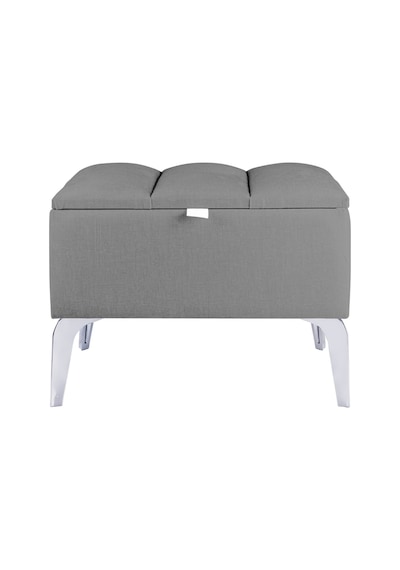 Vetra Mini Royal Gri Kumaş Sandıklı Dekoratif Puf&bench-dilimli Model-gümüş Ayak-modern Puf