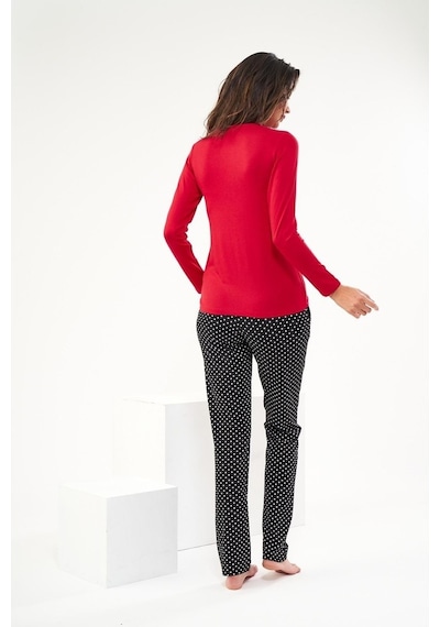 Pjs 22422 Kadın Baskılı O Yaka Pijama Takım