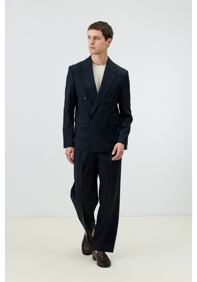 Antioch Relaxed Kruvaze Erkek Blazer Ceket Lacivert