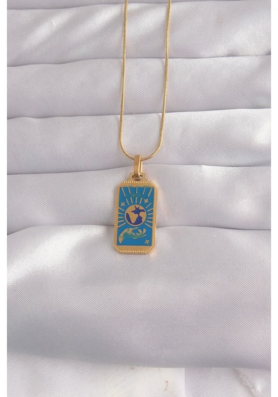 316l Çelik Renk Mavi Mineli El Figür Tarot Kolye Diğer