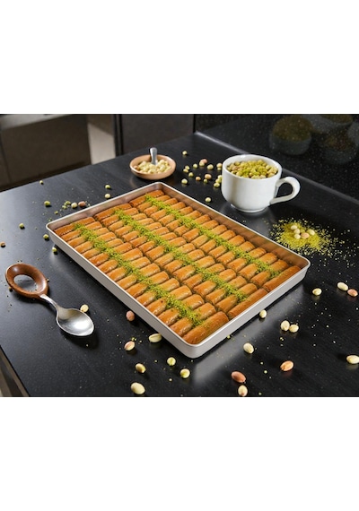5 Adet - Tek Kullanımlık Alüminyum Tepsi - 35x45x3,5 Cm 300 Gr Gri