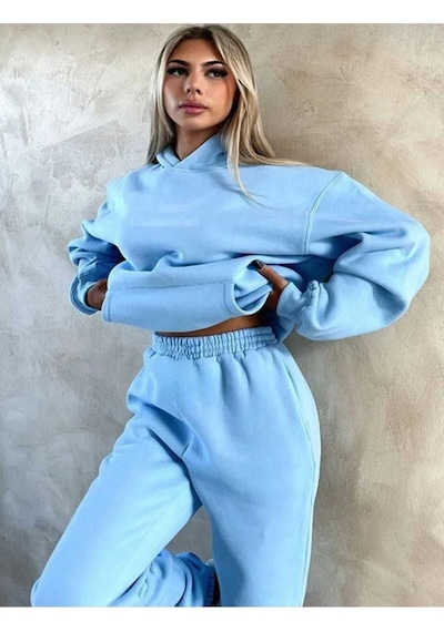 Kozia Outdoors Kapşonlu Esofman Takımı Sweatshirt Jogger Bebek Mavi