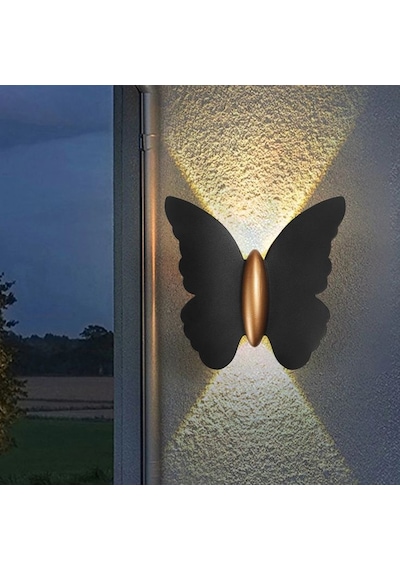 2 Adet Elektrikle Çalışır, 6 Watt Amber Işık Ledli Kelebek Duvar Aplik İç Ve Dış Mekan Ip65 Aplik Amber