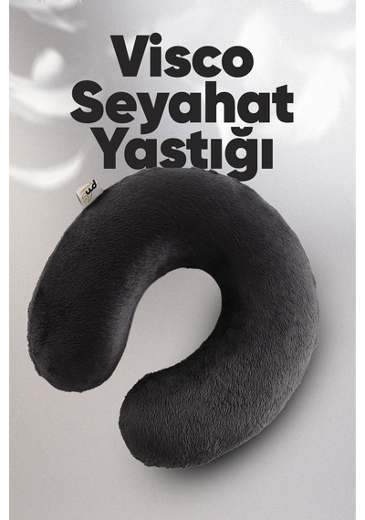 Ortopedik Seyahat Yastığı - Visco Seyahat Boyun Yastığı - Ortopedik Boyunluk Antrasit Beyaz