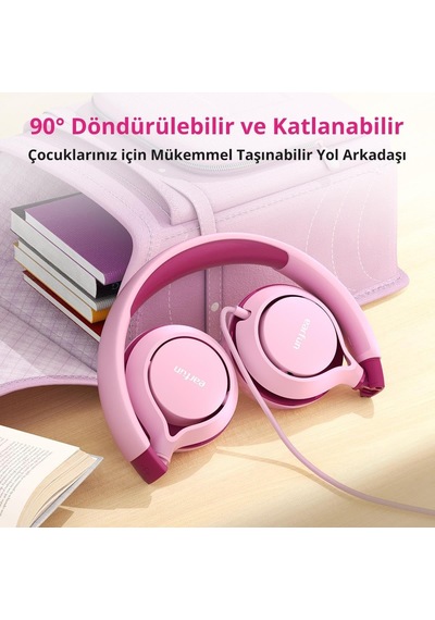 S1 Kablolu Kulaküstü Çocuk Kulaklık - Ayarlanabilir Kafa Bandı - Okul/seyahat/erkek/kız Çocuklar/bilgisayar/tablet Için Taşınabilir - Pembe
